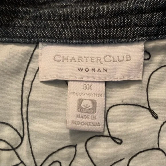 Women's Charter Club Denim Floral Jacket - Picture 4 of 10